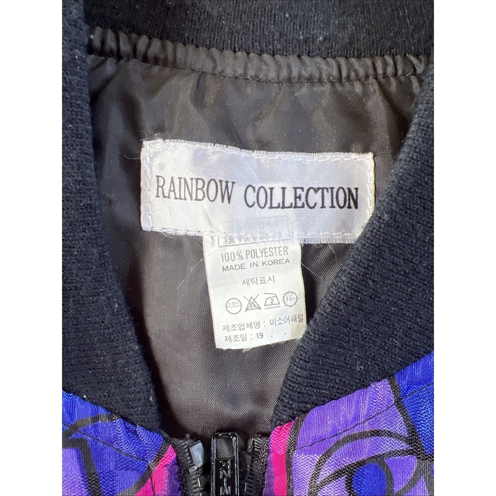 Rainbow‎ Collection Vintage 80s Bomber Jacket Colorful Abstract Print Size Large - Picture 8 of 12